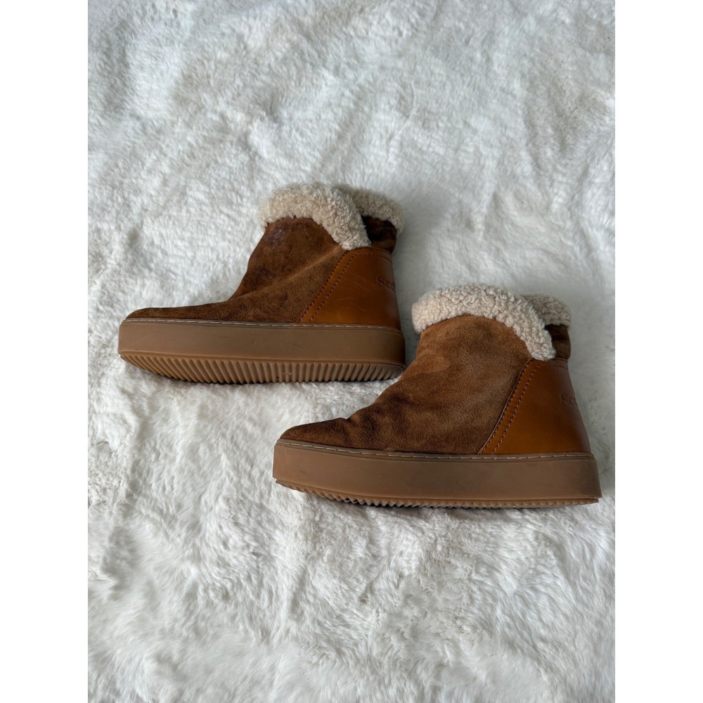 See By Chloe Eileen Shearling Suede‎ Platform Boots 38 Brown Tan Leather Winter
